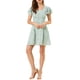 thumbnail image 2 of Vestido impreso con cuello cuadrado y mangas con volantes de INSPIRE CHIC para mujer, verde, XS, 2 of 7