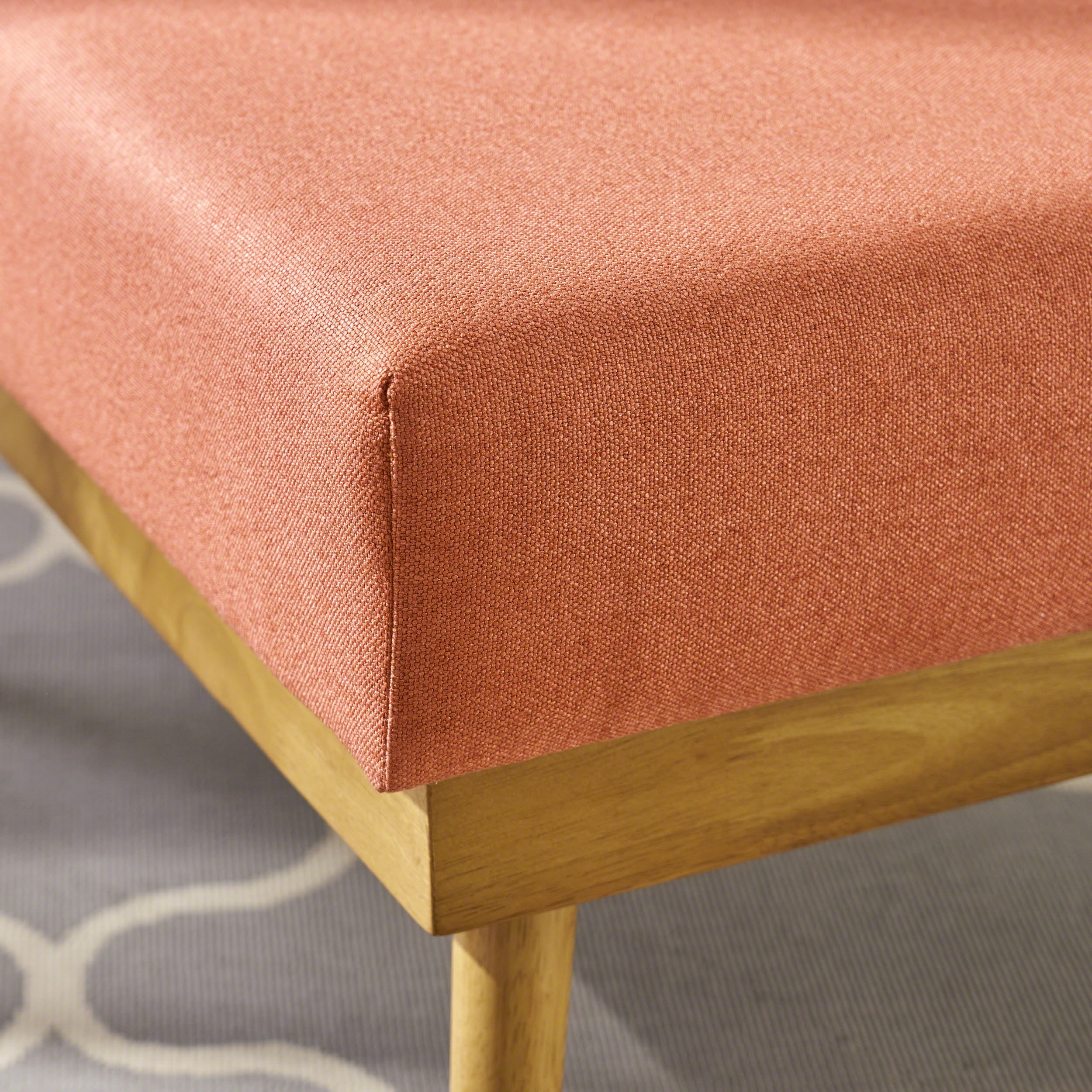 Noble House Mid Century Fabric Ottoman, Coral