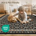 thumbnail image 4 of ODIKA 8'x10' Washable Area Rug Non-Shedding, Easy Care, Foyer Boho Interlocking Motif Symmetrical Entryway Beige Bamboo for King Size Bedroom Under Bed, Master Suite, 4 of 7