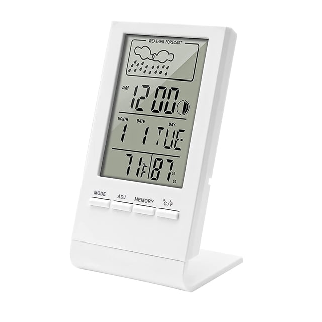 1 Uds. Termómetro higrómetro para interiores, termómetro digital de alta precisión, monitor de temperatura y medidor de humedad con alarma/fecha/pronóstico del tiempo para dormitorio Rojo Verde