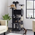 thumbnail image 2 of Yaheetech 62.5"H Cat Tree Tower with 3 Scratching Posts, Black, 2 of 11