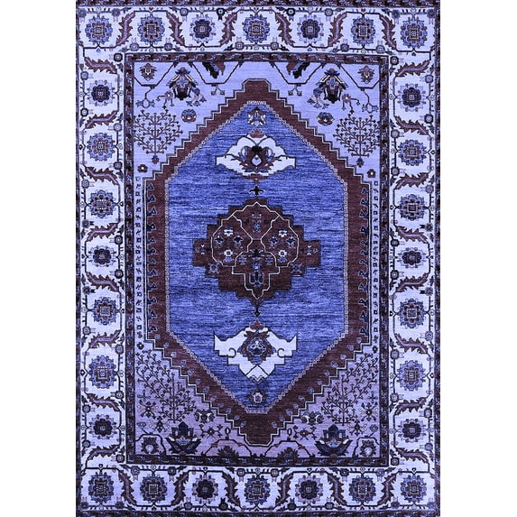 Ahgly Company Indoor Rectangle Oriental Blue Industrial Area Rugs, 7' x 9'