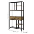 Homfa 5tier Iron Bookcase with 2 Drawers, Industrial Tall Bookshelf with 7 open storage shelves