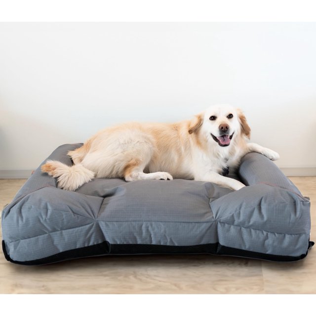 Cama Fresca para Perro Grande para Exterior, jardín o terraza. Cama para Mascota refrescante, Resistente, Transpirable, Impermeable. Funda extraíble con Base antiderrapante. (Gris, Grande)