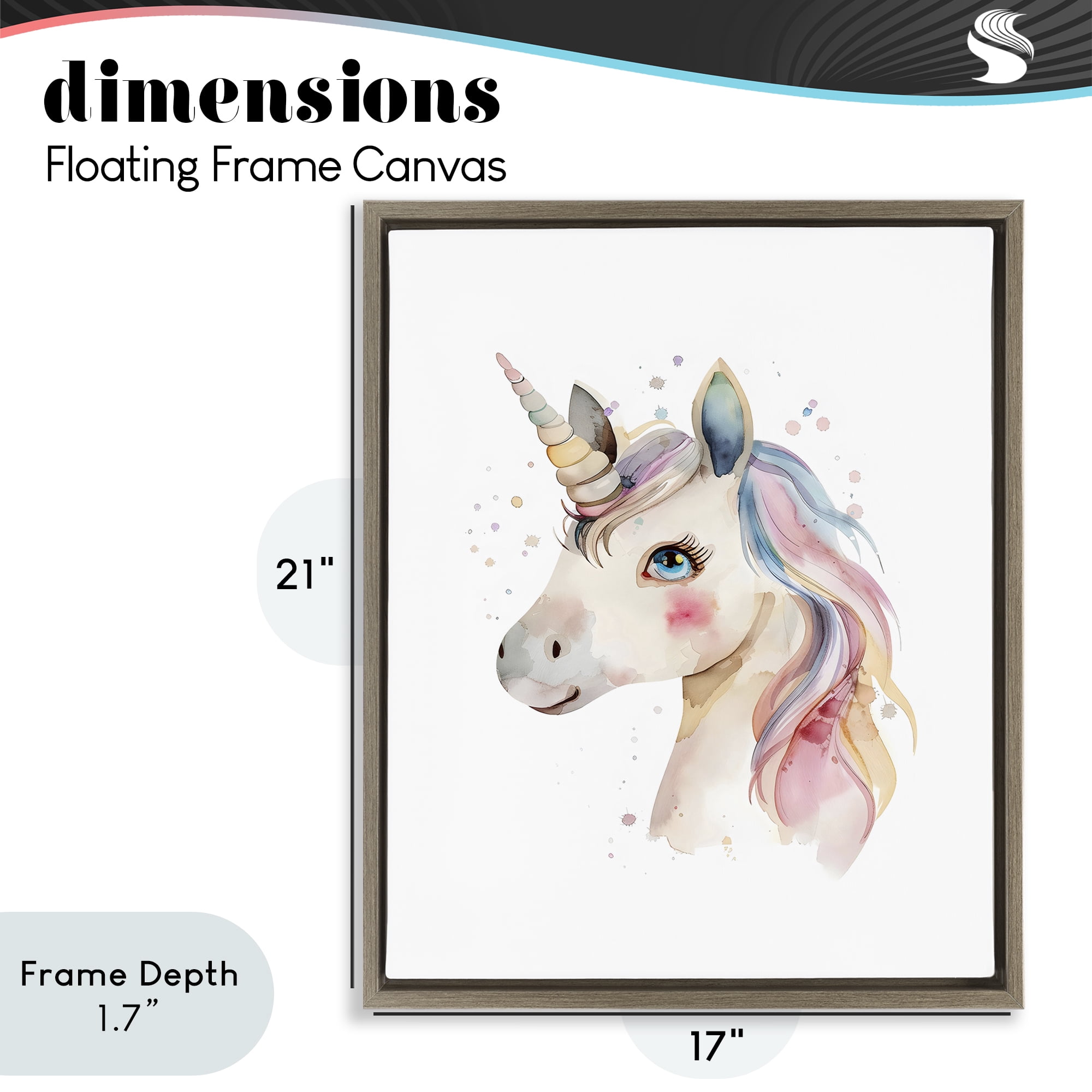 Stupell Industries Dreamy Pastel Unicorn Brown Framed Floater Canvas Wall Art, design by LSR Design Studio