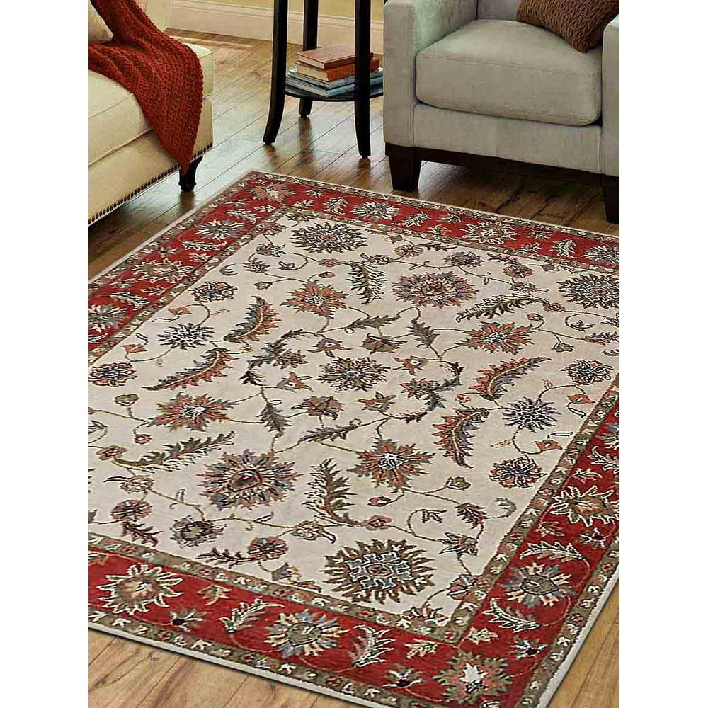 Rugsotic Carpets Hand Tufted Wool 6'x6' Square Area Rug Oriental Beige