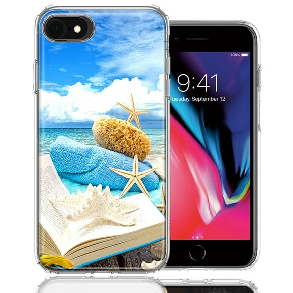 MUNDAZE For Apple iPhone 7/8/SE Beach Reading Design Double Layer Phone Case Cover