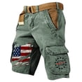 thumbnail image 3 of Men's Vintage Washed Cargo Shorts with America 250 Years Graphic and Utility Pockets Featuring Loose Fit Design Army Green L, 3 of 5