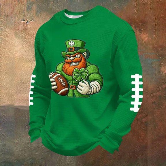YueHuiYing St Patricks Shirt Mens St Patricks Day Sweatshirt Vintage Shamrock Irish Sweat Shirt Plus Size Long Sleeve Pullovers