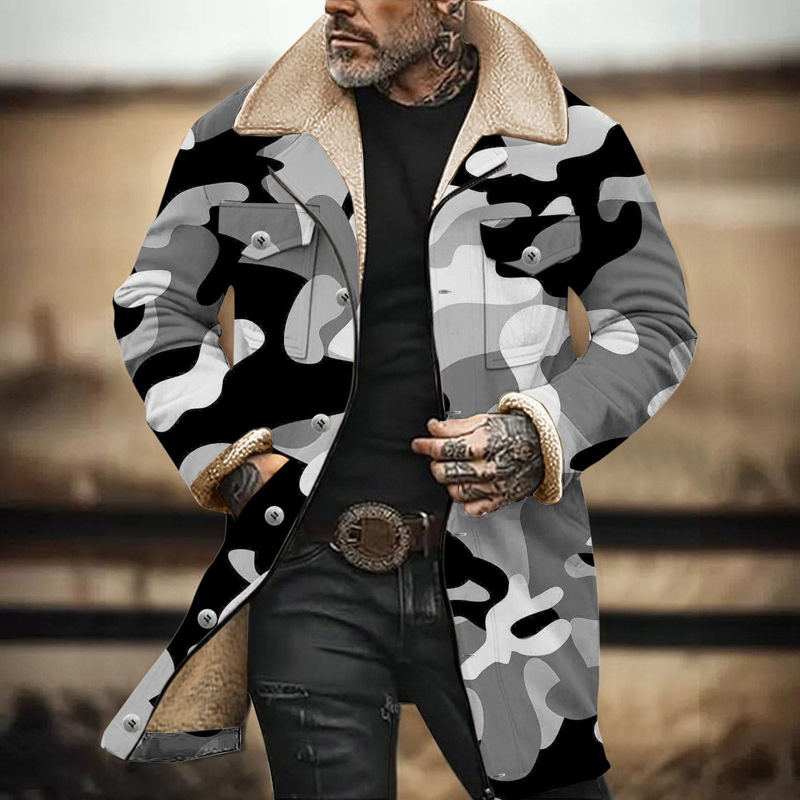 ジャケット・アウター Eaphi WESTERN LONG COAT WESTERN LONG COAT / beige , brown / short , 2 2024AW collection