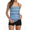 thumbnail image 3 of Charmo Womens Tummy Control Tanikini Swimsuit Printed Two Piece Bath Suits with Boyshorts, 3 of 6