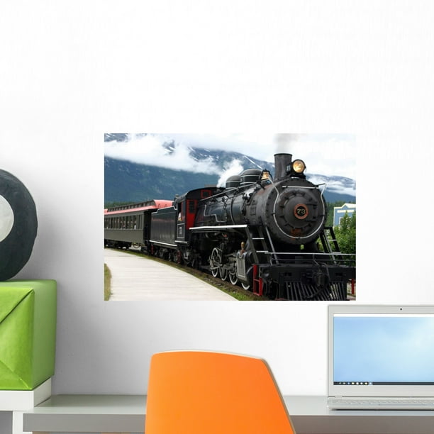 Steam Engine Train Leaving Wall Mural Decal by Wallmonkeys Vinyl Peel