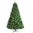 thumbnail image 1 of Topbuy Arbre de Noël Pré-Décoré de 8 Pieds Arbre de Pin Artificiel Non Éclairé avec Baies Rouges, 1 of 10