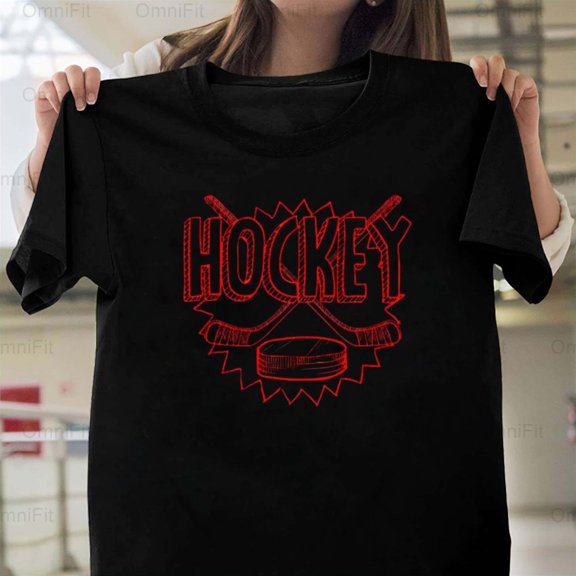 OmniFit25 Hockey Player Sketch Graphic Design, Artistic Ice Sport Style, Game Day Fan Art T-Shirt, for Unisex, up to size 5XL.