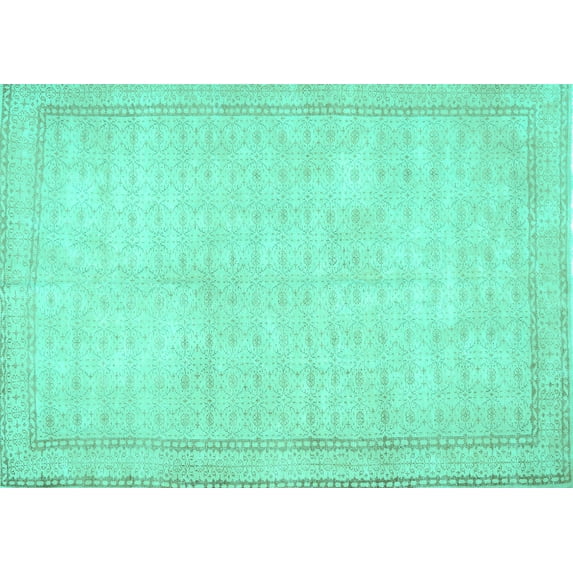 Ahgly Company Machine Washable Indoor Rectangle Persian Turquoise Blue Traditional Area Rugs, 2' x 3'