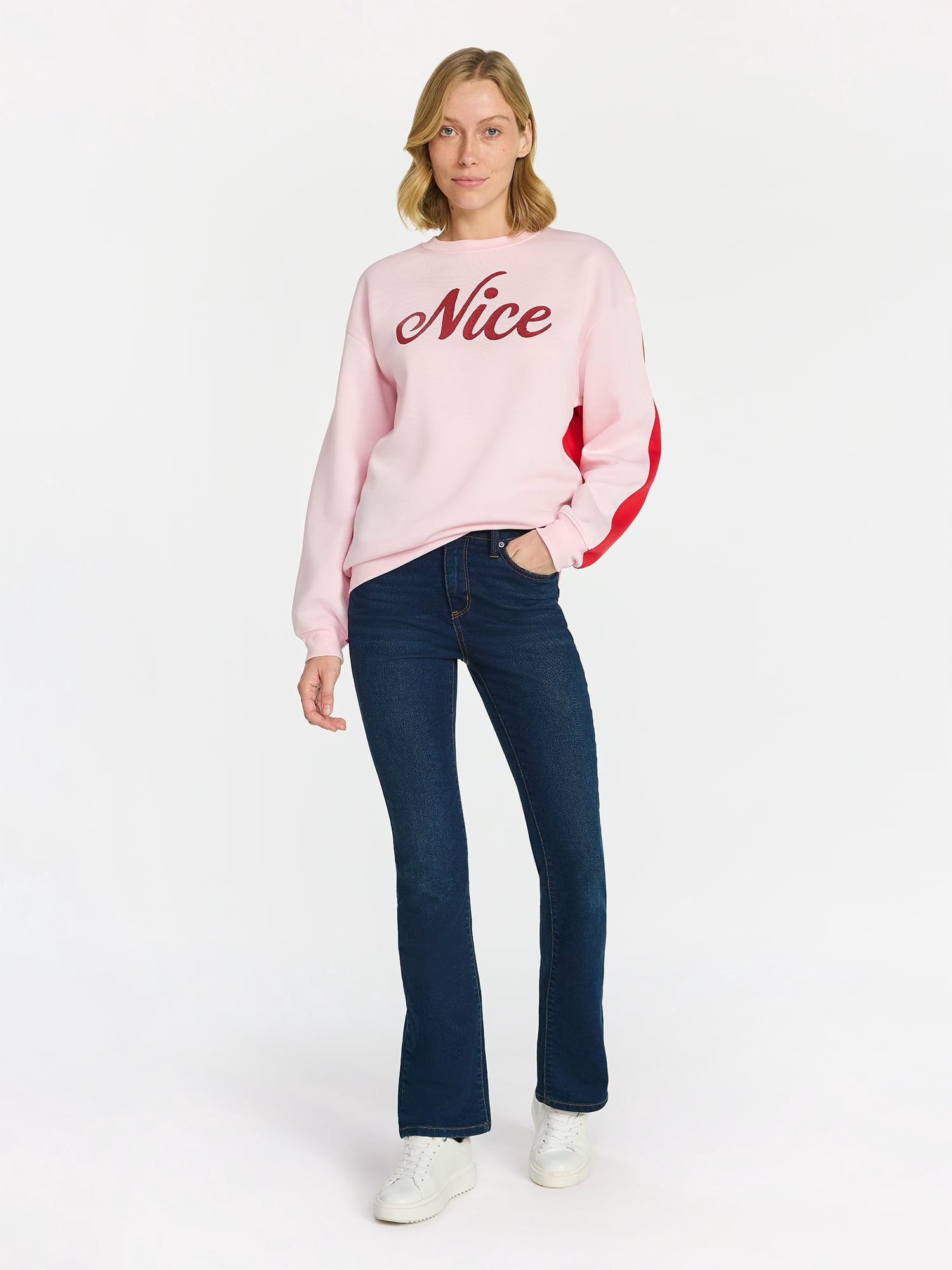 Christmas Women's Naughty and Nice Graphic Fleece Sweatshirt, Sizes XXS-XXL