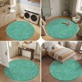 thumbnail image 5 of Washable Round Rugs 7ft Teal Solid Color Circle Rug Non-Slip Soft Non-Shedding Low-Profile Minimalist Vintage Linen Texture Modern Large Area Rug Carpet for Living Room Bedroom Dining Room Home Decor, 5 of 6