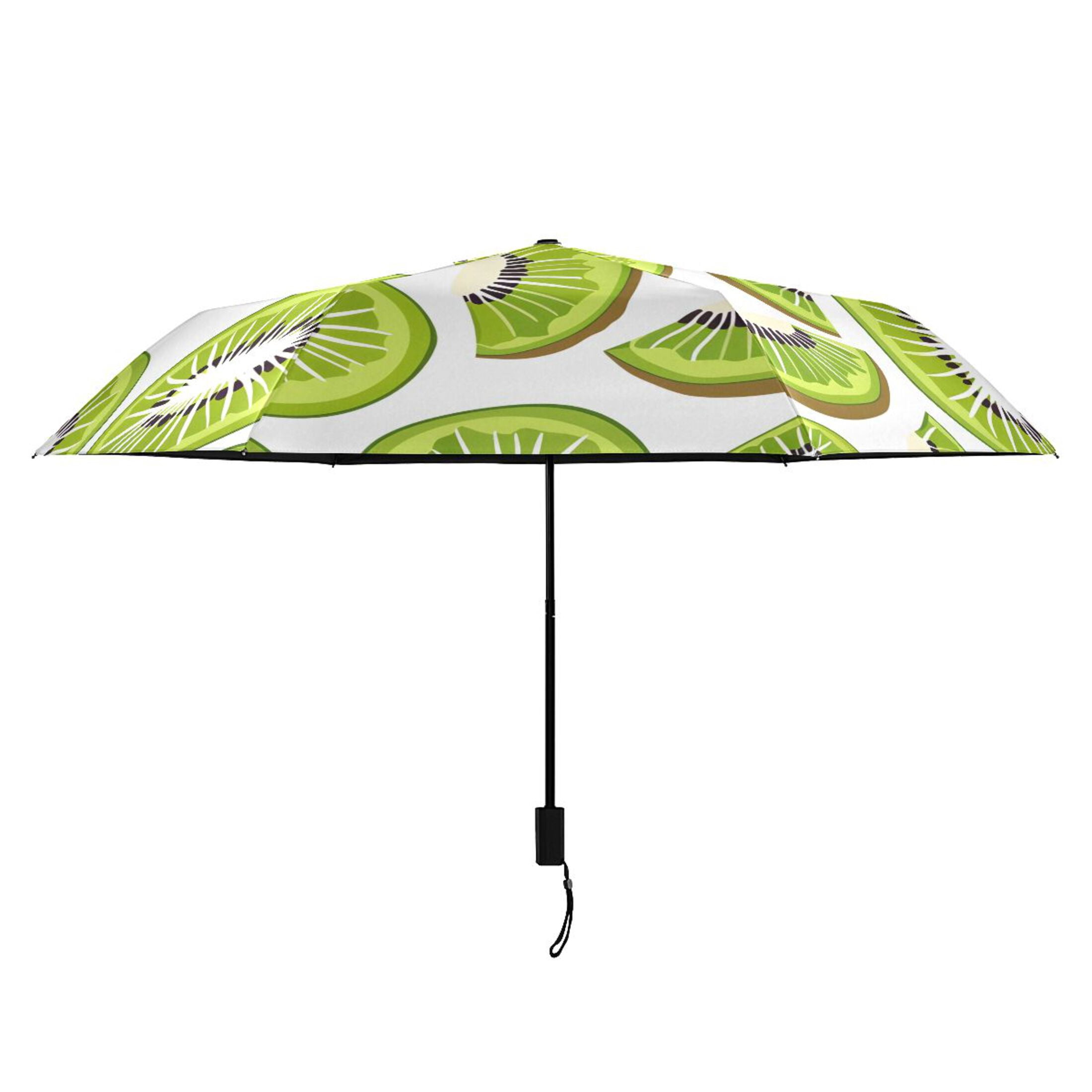 Kiwi Fruit Slice Compact Sun Umbrella Windproof Travel Umbrellas for Rain Strong Portable UV Protection