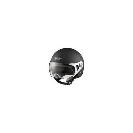 GLX 104-MB-M DOT European Open Face Motorcycle Helmet, Matte Black, Medium
