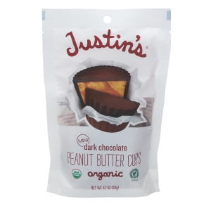 JUSTIN'S Organic Mini Dark Chocolate Peanut Butter Cups, 4.7 oz Bag