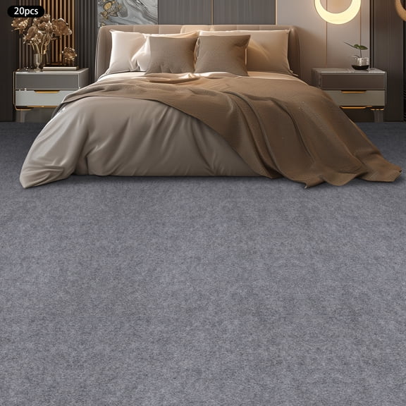20 Pcs 60*60 cm Modern Square Carpet, Peel and Stick Floor Carpet, Light Grey Self-Adhesive Carpet for Homes
