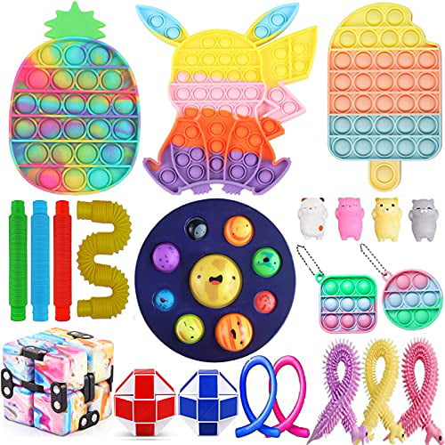 30 PCS Sensory Fidget Toys Pack with Simple Dimple Fidget Toys Set Hand Toys Stress Anxiety Relief Toys A-30 P1 Fidget Packs for Kids Adults