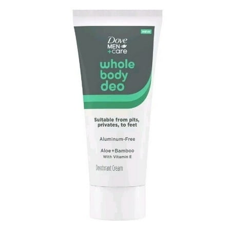 Dove Men + Care Whole Body Deo Aluminum Free Deodorant Cream, Aloe, Bamboo and Vitamin E, 2.5 oz (Pack of 2)
