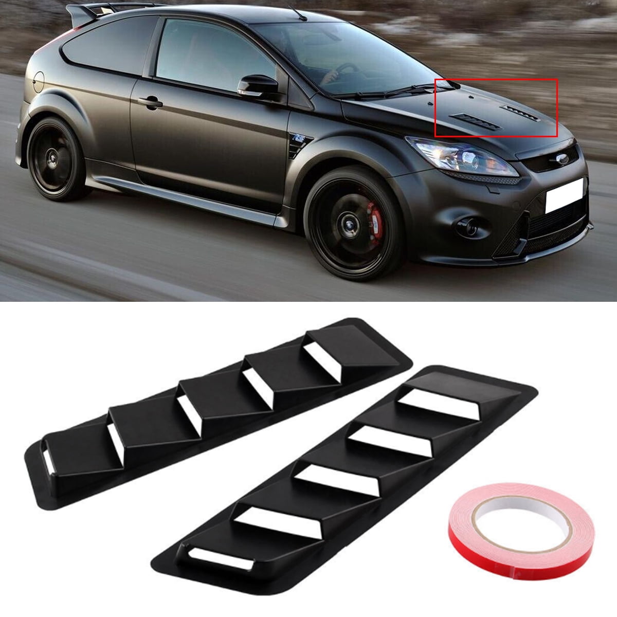 One Pair 17X5 Inch Universal Car Hood Vent Louver Cooling Panel Trim