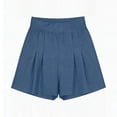 thumbnail image 7 of HADST Women's Pleated High Waisted Denim Shorts Elastic Waist Wide Leg Stretchy Faux Jeans with Side Pockets, 7 of 7