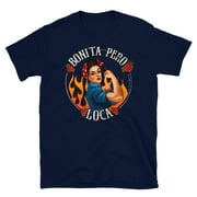 House of Chingasos Bonita Pero Loca Chingona Navy Cotton T-Shirt Unisex Regular Fit, XL