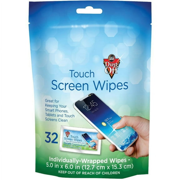 Dust-Off Electronics Screen Wipes - DTSW32 - For Multipurpose - Pouch - 32 / Pack - Blue | Bundle of 5 Packs