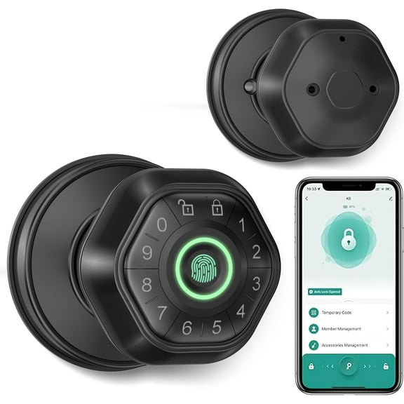 Fingerprint Door Lock- Smart Door knob,biometric Door Lock，with passcode keypad keyless Entry Door Handle，for Bedroom Home Hotel Office Apartment Smart Door Lock（black）