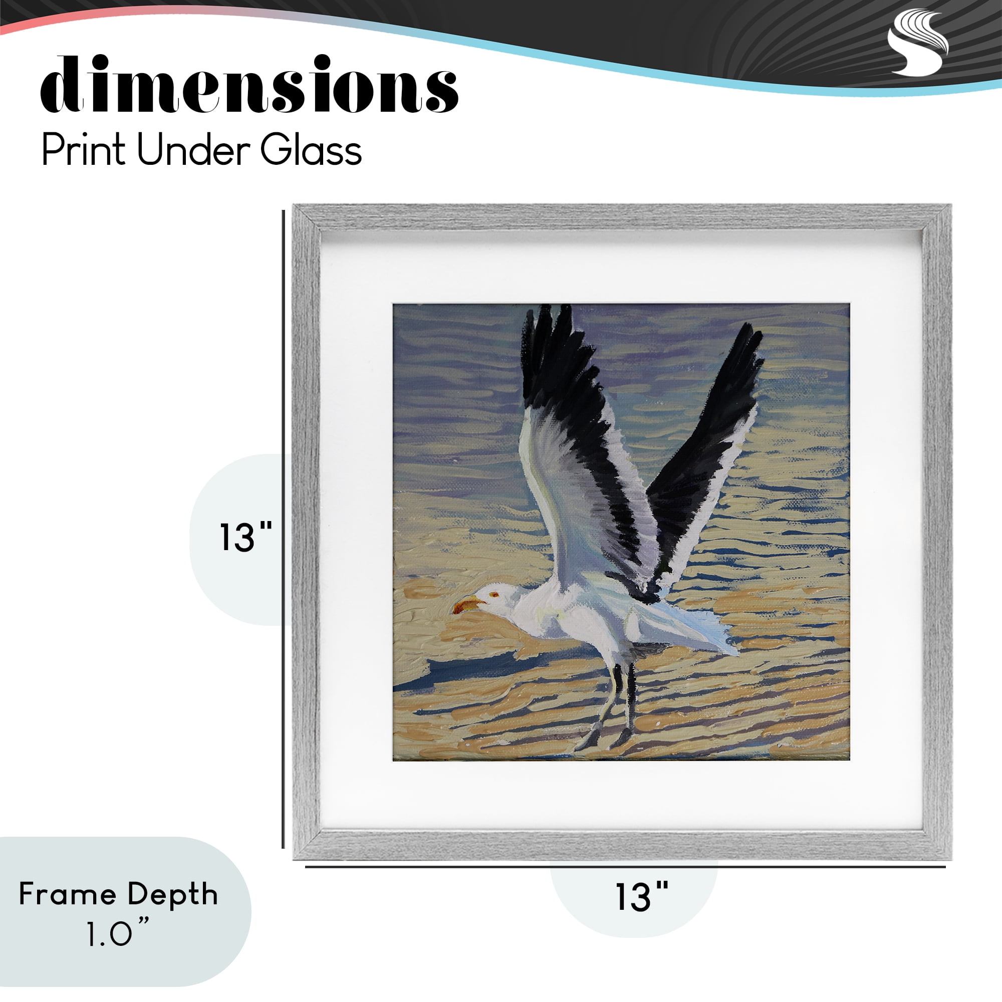 Stupell Industries Seagull Taking Flight Gray Framed Print Under Glass, design by Violeta Vollmer