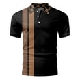 thumbnail image 4 of Polos for Men Short Sleeve Striped Digital 3D Printing Lapel T Shirt Button Summer Stylish Casual Men Polo Shirts Brown XXXL, 4 of 4