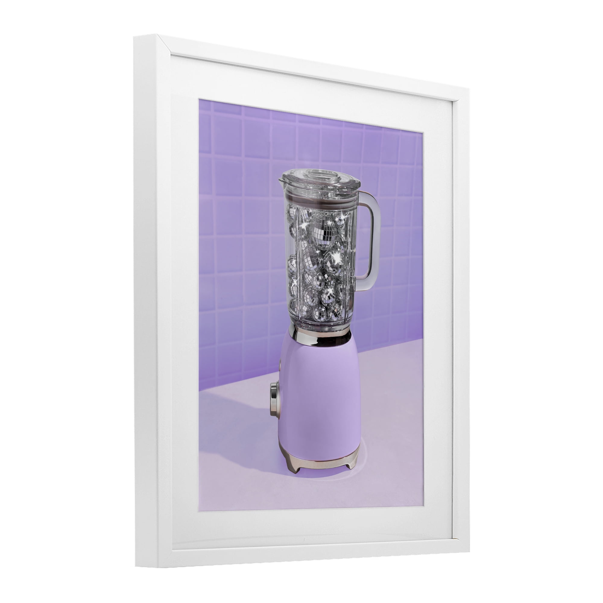 Stupell Industries Disco Drink Blender over Purple White Framed Print Under Glass, design by LISH Creative