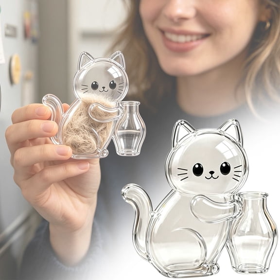 1Pc Cat Whisker Holder Fridge Magnet-Cat Hair Keepsake Refrigerator Magnet,Clear Cat-Shaped Pet Keepsake Box for Pets Fur Whiskers Storage,Furever Gift for Pet Lovers,Cute Cat Magnetic Memory Keepsak