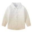 thumbnail image 6 of Boys Long Sleeve Dress Shirts Gradient Color Button Up Collared Shirt Chest Pocket for Toddler and Boy 6M-8T (5-6 Years, Beige), 6 of 7