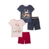 365 Kids from Garanimals Girls T-Shirts and Short Set, 4-Piece, Sizes 4-10