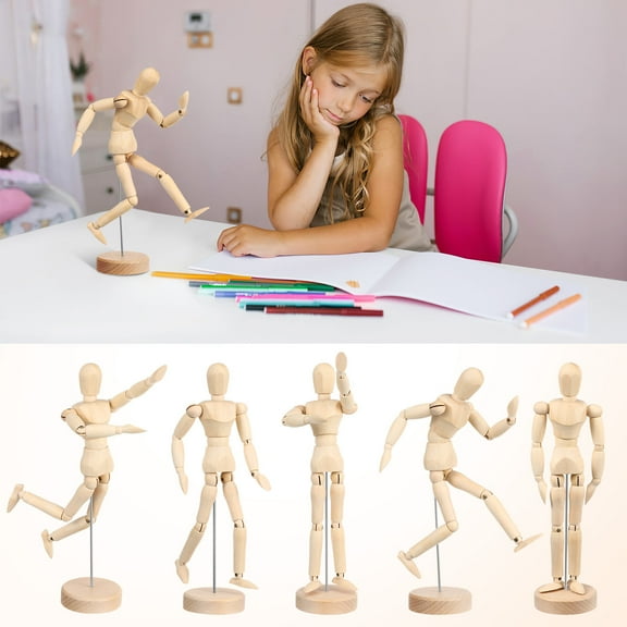 Hemoton Wooden Artist Mannequin with Movable Joints for Drawing and Decoration Multi Color 7 Inch