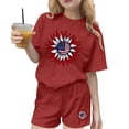 thumbnail image 2 of Stamzod Girls' Clothing Sets Summer Outfits American Flag Short Sleeve Tee and Shorts Set 2 Piece Outfit Red B 5-6Years, 2 of 7