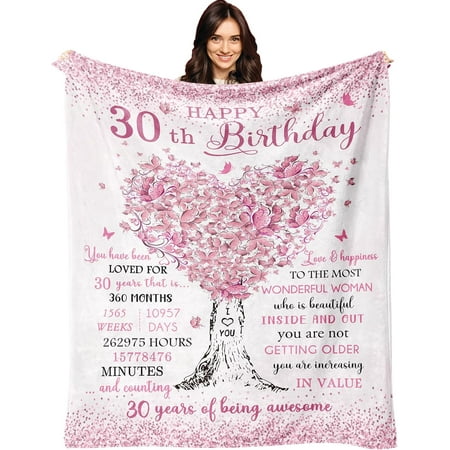 LHSHID 30th Birthday Gifts for Her Blanket 30th Birthday Decorations for Her 30th Birthday Gifts for Women 30 Year Old Birthday Gifts for Women Birthday Gifts 30th Birthday Blanket 40 x50