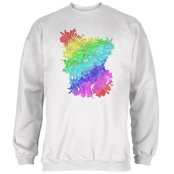 Rainbow Watercolor Easter Bunny Mens Sweatshirt White 3X-LG
