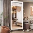 thumbnail image 2 of Hasipu 67" x 40" Extra Large Full Length LED Mirror with Light, 360° Swivel Rolling Mirror on Wheels, Dimmable Home Gym Mirror for Yoga, Dance Studio, Bedroom Wall Decor & Exercise Room, White, 2 of 9