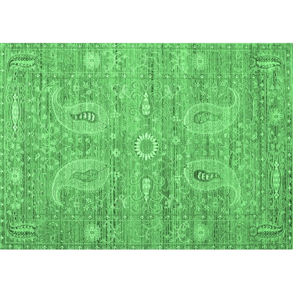 Ahgly Company Indoor Rectangle Persian Emerald Green Traditional Area Rugs, 7' x 9'