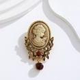 thumbnail image 4 of Opvise Women Brooch Retro Human Profile Relief Retro Court Rhinestone Decor Anti-slip Hollow Out Suit Coat Collar Hat Scarf Decoration Clothes Pin Prom Party Garment Jewelry, 4 of 7