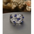 thumbnail image 2 of HeartsAndYou 2ct Natural Sapphire & Diamond Leaf Cluster Wide Open Ring 14k SOLID White Gold, 2 of 9