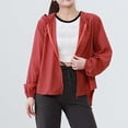 thumbnail image 6 of Women's Lightweight Hooded Jacket Long Sleeve Zip Up Breathable Solid Color Outerwear with Pockets Red XL(XL), 6 of 8