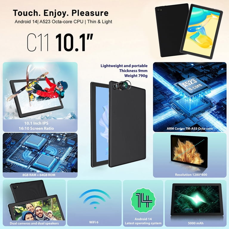 Android 14 Tablet, 10.1 inch Tablets with 1280 * 800 IPS HD