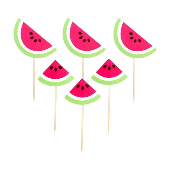 12pcs Watermelon Shape Cake Toppers and Cupcake Picks for Birthday Party Decorations and Celebrations