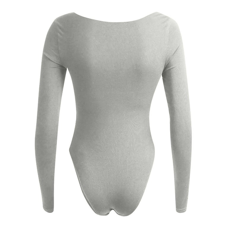 APEXFWDT Seamless Long Sleeve Thong Bodysuit for Women Crew Neck
